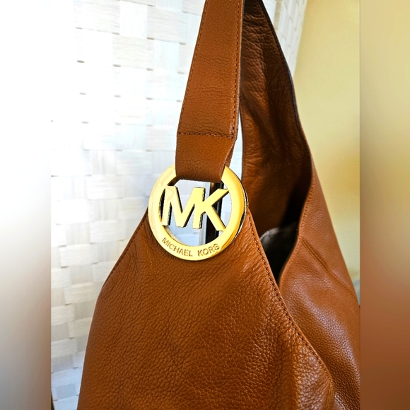 Michael Kors Brown Pebbled Leather Hobo Bag - Picture 2 of 7